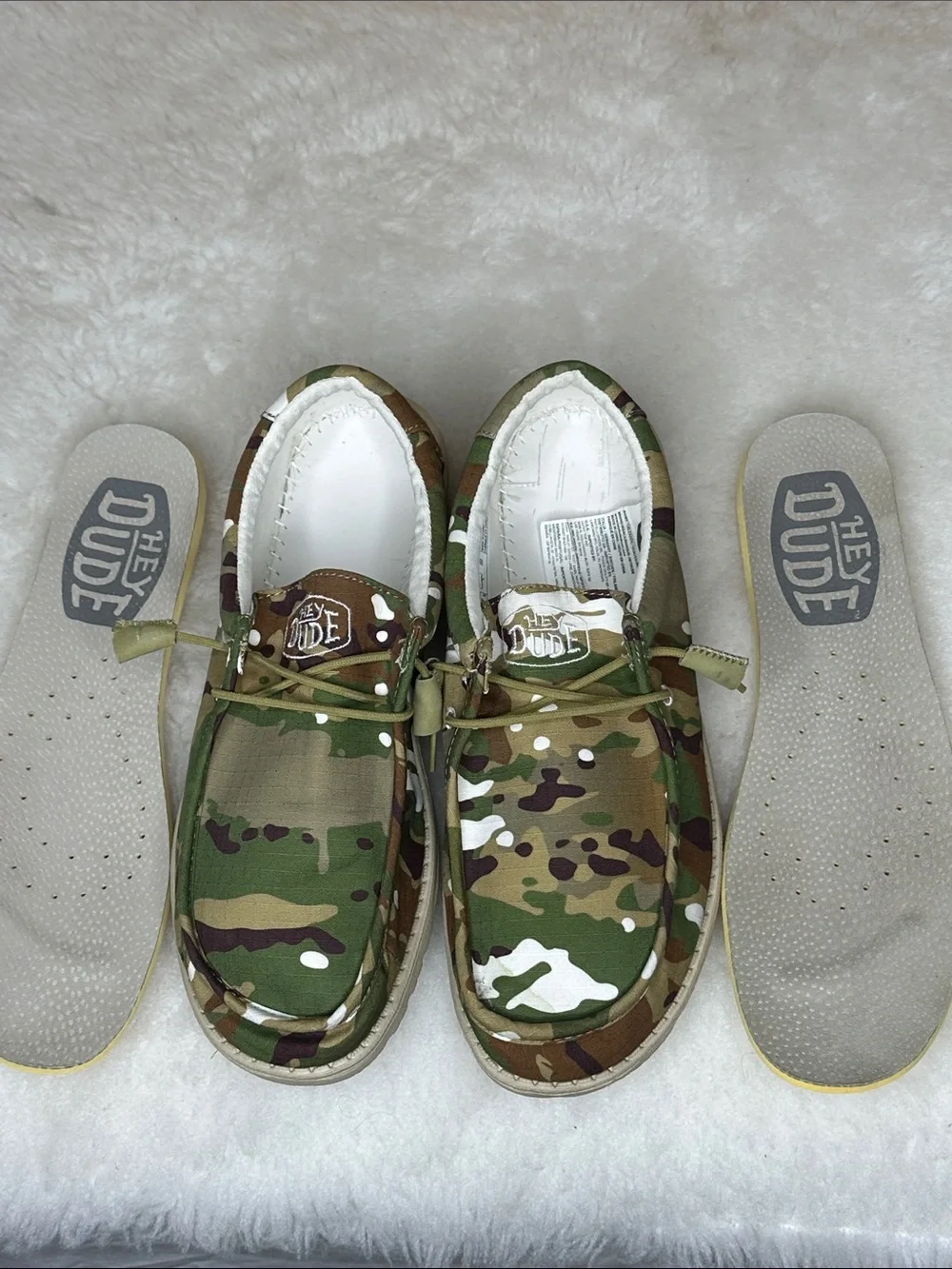 HEYDUDE Wally Multi Colored Camouflage slip-on loafers Size 10